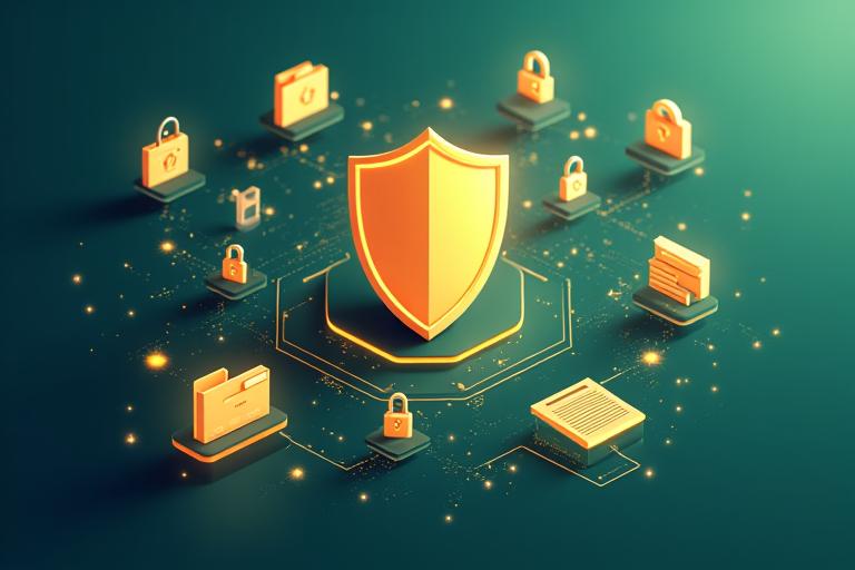 Illustration of digital data protection and privacy shield