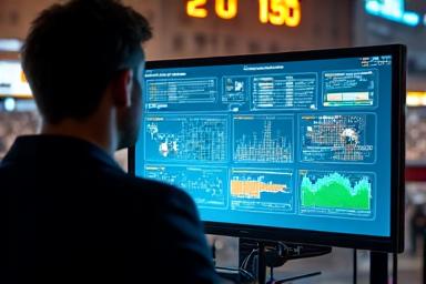 Digital marketing dashboard showing analytics and sports imagery, representing strategic marketing